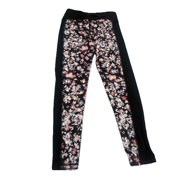 Splendid Floral Leggings Women’s Size Medium Black White Stretch Yoga Pants - Picture 3 of 7